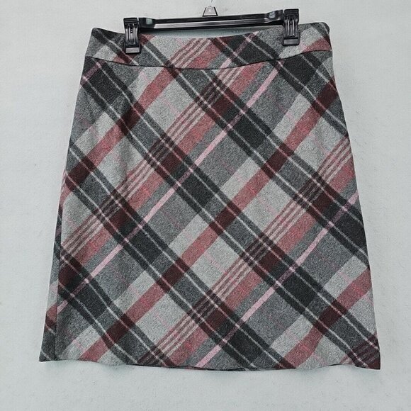 Ann Taylor Dresses & Skirts - VINTAGE Ann Taylor Wool Mini Skirt Womens 12P Gray Plaid Lined Business Chic